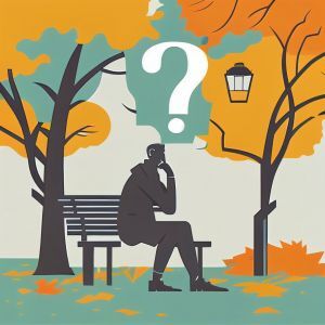 drawing of man on bench in park